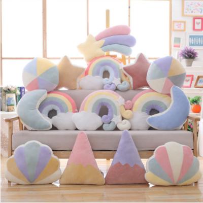 China Free sample test CE EN71 beautiful spandex rainbow pillow toys 2021 hotsale colorful rainbow cushion pillow decoration for home for sale