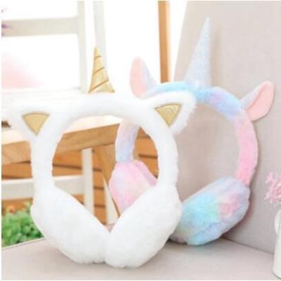 China Lovely Lovely Unicorn Plush Warm Headphones for Girls Winter Fur Earmuff Women Ear Cover Warmers Women Headband Toys Birthday Gifts for sale