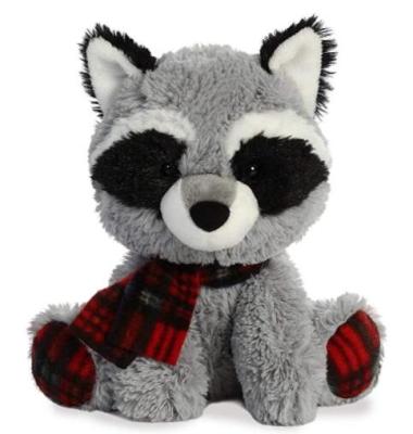 China Lovely 2021 Christmas Plush Raccoon Toy With Scarf Stuffed 10inch Cute Moose Raccoon Stuffed Animal Toy As Christmas Gift for sale