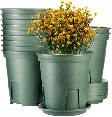 China CLASSIC plastic flower container with saucer, root-control basin, best for plant growth for sale