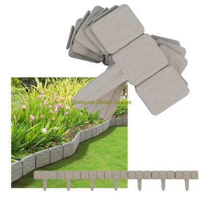 China 10 PC Package DIY Decoration Stone Gray Effect Easily Assembled Plastic Garden Fence Edging Borders For Flower Beds for sale