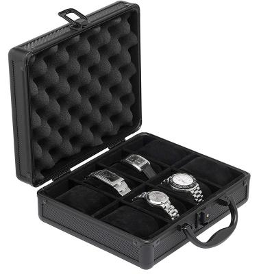 China Collection and Display for Storage Black Case Watches Aluminum Metal Watch Briefcase for 8 Slot Men's or Ladies Watches for sale