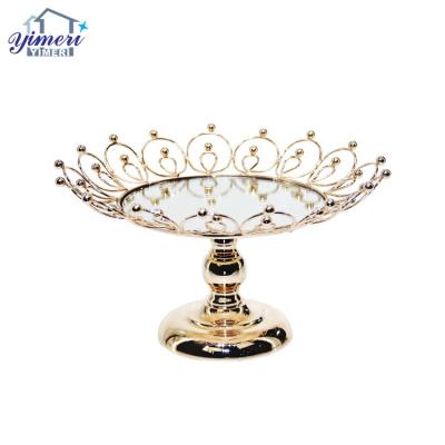 China Viable creative iron metal mirror display round gold dessert cup cake stand for living room decoration for sale