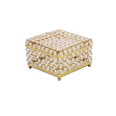 China High quality gold wedding party decoration jewelry stored crystal storage box for sale