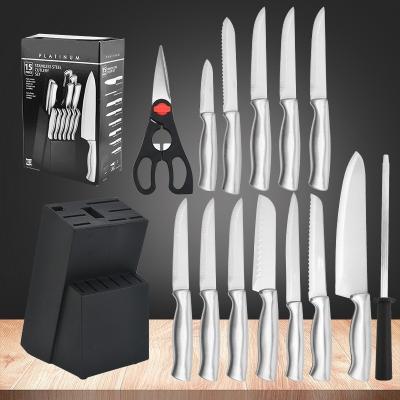 China Sustainable Stainless Steel Knife Set 430 Hollow Handle kitchen Knife Set with Acrylic Knife Block for sale