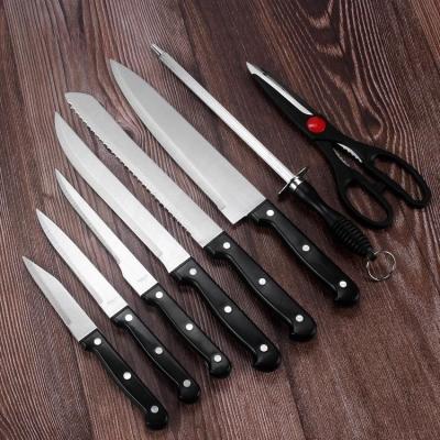 China Sustainable High Quality Stainless Steel Professional Japanese Household Hand Made Knives With Holder for sale