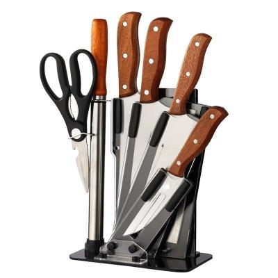 China Sustainable Best Selling Stainless Steel Kitchen Scissors Chef Knives Cleaver Knife Set with Holder for sale