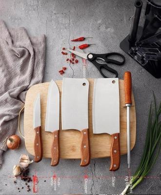 China Sustainable Professional High Quality Luxury Stainless Steel Cutlery Kitchen Knife Sets With Wooden Handle for sale