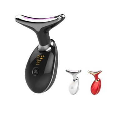 China Rechargeable Anti-Puffiness Neck Instrument Beauty LED Photon Vibration Skin Tighten Anti Wrinkle Remove Neck Massager Lifting Device for sale