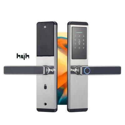 China Hyh stainless steel fingerprint stainless steel+Iron Wifi smart lock door, smart card key apartment door lock rfid with password TTLock for sale