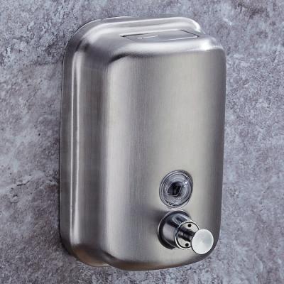 China Manual 500ml SUS304 Stainless Steel Modern Wall Mounted Brushed Finished Hotel School Hospital Soap Dispenser Hand Sanitizer Dispenser for sale