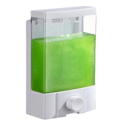 China 1000ml large capacity modern commercial lockable transparent plastic manual hotel liquid soap dispenser for bathroom for sale