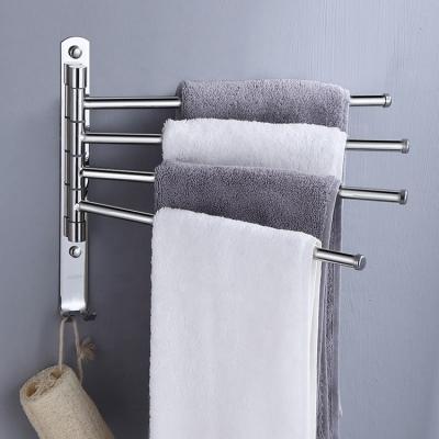 China With 4 Rods Durable 304 Hook Multifunctional Stainless Steel Wall Mounted Bathroom Rotating Towel Rack With Hook for sale