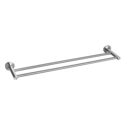 China Modern Bathroom Double Towel Rack Holder Brushed Nickel Finish 24 Inch 304 Stainless Steel Wall Mount Shower Organization Rack Shelf for sale