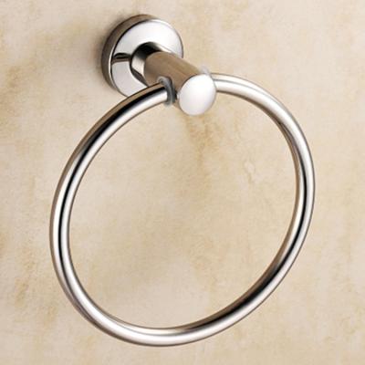 China Modern Luxury Stylish Round Towel Ring Hook Rack Shelf Bathroom Accessories Mirror Finish SUS304 Stainless Steel Bath Towel Holder for sale