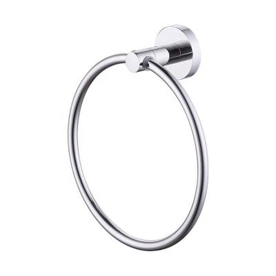 China Modern Luxury Hotel Bathroom Toilet 304 Stainless Steel Bath Towel Ring Round Towel Rack Towel Hanger Chromed Wall Mounted SUS304 for sale