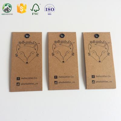 China Sustainable Custom Logo Printing Recycled Kraft Paper Hang Tag , Swing Tag With Metallic Eyelets for sale