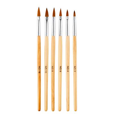 China Nail Tools 6 PCS Nail Art Painting Tools Wood Handle Professional Nail Art Brush Set for sale