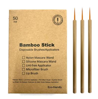 China Beauty Care Makeup Tools Wholesale Eco-Friendly Eyeliner Brush Disposable Nylon Bamboo Environmental Protection Makeup Brush for sale