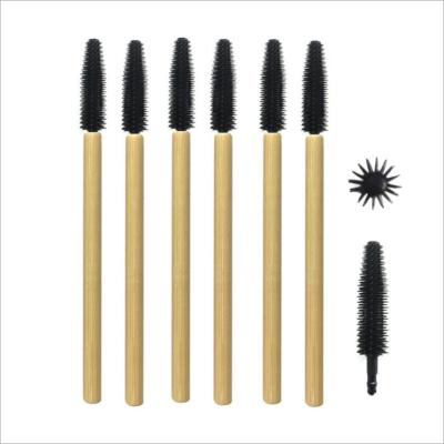 China Portable Disposable Mascara Brush Beauty Care Makeup Tools Bamboo Wooden Handle Mascara Brush for sale