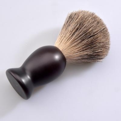 China Comfortable Black Color Shaving Brush Pure Badger Hair Shaving Brush Natural Solid Wood Handle for sale