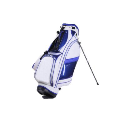 China PU White And Navy Golf Bag Embroidery Logo Standing Golf Bag With Leather Hardware for sale