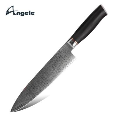 China Viable Viable VG10 Damascus Steel Kitchen Knife With Nature Wood Handle 8 Inch Chef Knife for sale