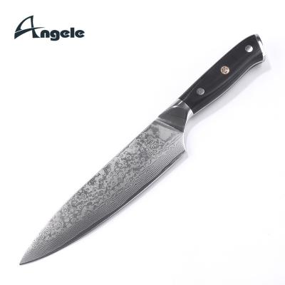 China Amazon Viable Hot Seller AUS-10 Damascus 8 Inch Hot Steel Chef Knife With Handle Kitchen Knife Set Group Of Ten for sale