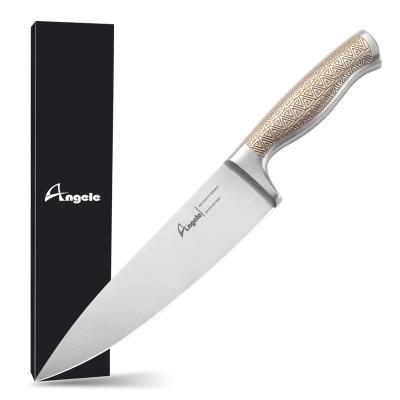 China Gold Color Stainless Steel Chef Knife With Hollow Handle Viable Kitchen Knife for sale