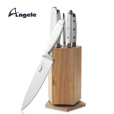 China Durable Durable ABS WhiteTriple Rivets 8 Inch Best Chefs Knife Kitchen Knife Set And Knife Block Handle for sale