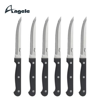 China Durable Durable Triple-Riveted Ergonomic ABS Handles 6pcs Steak Knife Set for sale