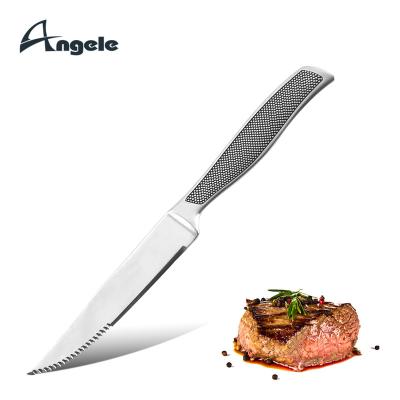 China Sustainable Forge Sustainable Half Serrated Stainless Steel Sharpening A Steak Knife for sale