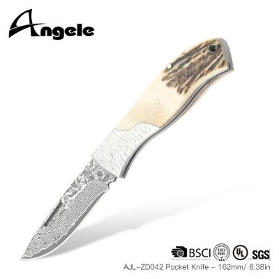 China Pocket Knife Camping Knife Rescue Damascus Steel Folding Knife for sale