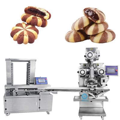 China Automatic Hotels Factory Supplier Double Rheon Colors Making Machine Panda Cookie Filled Cookies Encrusting Machine for sale