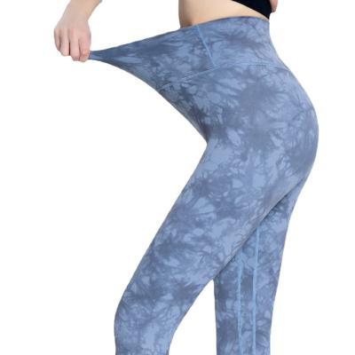 China 2021 New Hip-Lift Jet-Copy Hip-Lift Tie-Dye Gym Pants Body Conscious Running Women's Yoga Pants for sale