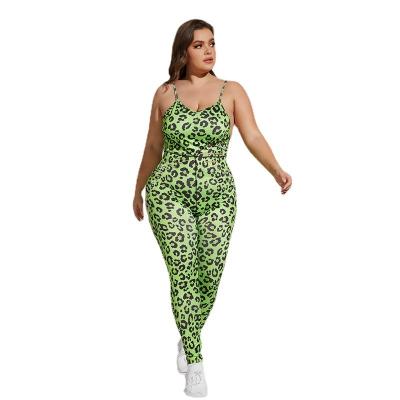 China New Breathable Yoga Onesie Plus-size Leopard-Copy Yoga Suit With Cross-ventilation Sports Set for sale