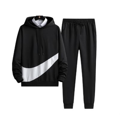 China Comfortable Men Spring And Autumn Fashion Matching Color Long-Sleeved Sweaters And Pants Sports Hooded Two-Piece Suit for sale