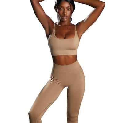 China Shockproof Yoga Suit Sport Wear 2-Piece Gym Sports Bra Set Women Fitness Workout Yoga Clothes Custom Made for sale