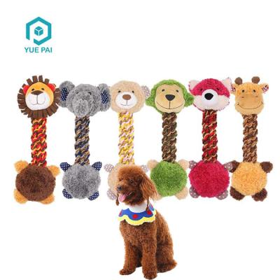 China Viable Cheap Strong Woven Interactive Rope Rod Body Squeaky Plush Stuffed Chew Dog Toy for sale