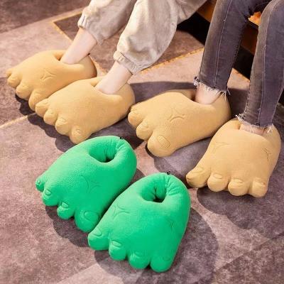 China Fashion Trend Winter Big Foot Bedroom Shoes Warm Woman Plush Shoes Cotton Claw Slippers Ladies Children for sale