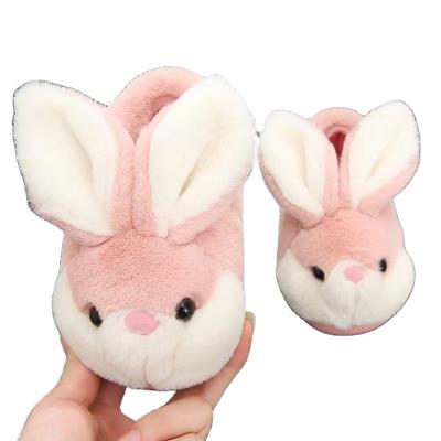 China Fashion trend children's autumn/winter cute rabbit indoor home shoes wool bag wool bag heel cotton shoes plush non-slip slippers for sale