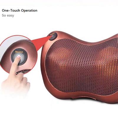 China Electric Heating Vibrating Body Neck Pillow Massage and Blood Circulation Approved Power Adapter Shiatsu Neck Massager Pillow for sale