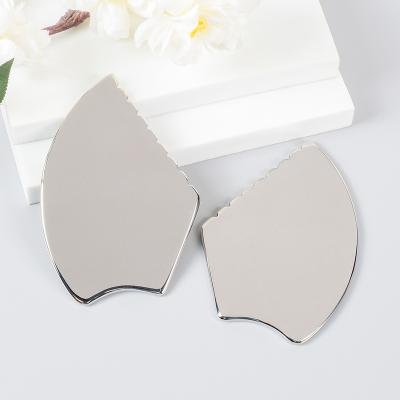 China Handheld Medical Roller Guasha Rose Quartz Jade Body Scrubbing Therapy Stainless Steel Massage Gua Sha for sale