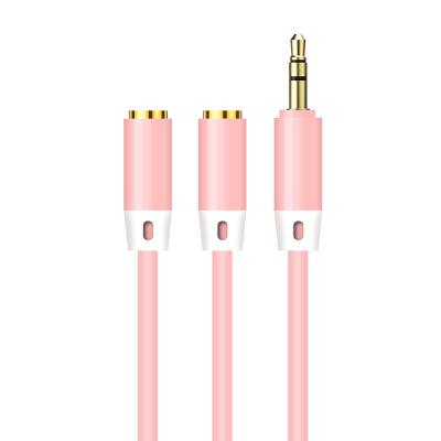 China Male 3.5mm AUX. high quality environmental friendly cable 2 to one female audio cable for MIC for car stereos, Mp3, earphone for sale