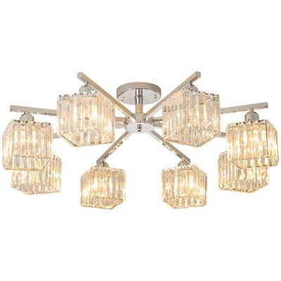 China Surface Mounted Modern Chrome Led Ceiling Chandelier Lighting Crystal Shade Metal Body Living Room Bedroom Lamps Fixture Ceiling Lights for sale