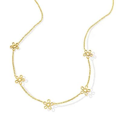 China Geometric Tasty 18k Gold Plated Stainless Steel Jewelry Clavicle Charm Mulit Daisy Choker Necklace Girl for sale