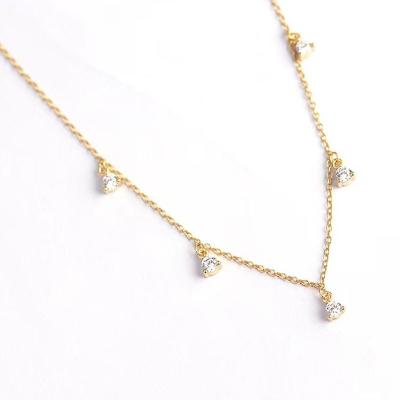 China Geometric Minimalist S925 Sterling Silver Zircon Charms Choker 18k Gold Clear Zircons Link Chain Necklace for sale