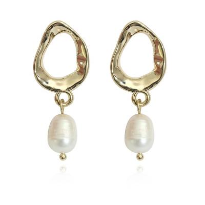 China CLASSIC New Youth Simple Baroque Irregular Freshwater Pearl Earrings in Real Gold Gilt Freshwater Pearl Earrings, Freshwater Pearl for sale