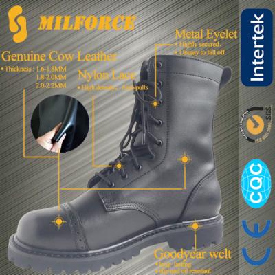 China Wholesale Cheap Military Sole Black Genuine Rubber Cow Leather Army Boot Roman Boot OEM/ODM for sale