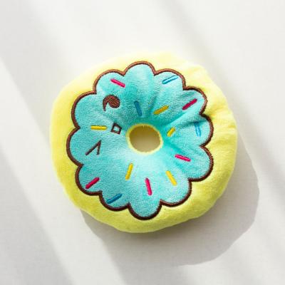 China Hot Selling Creative Donuts Stored Amazon Dog Bite Interactive PP Cotton Plush Toy Pet Chew Audible Toy for sale